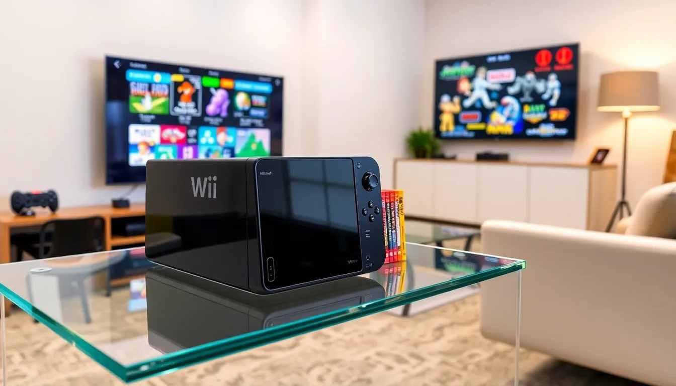 A modded Nintendo Wii displayed in a modern gaming setup.