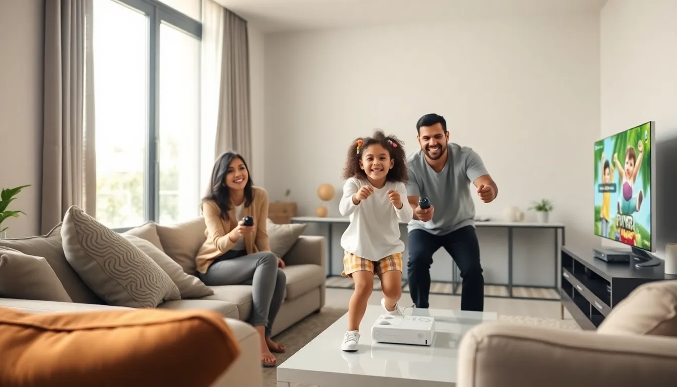 family enjoying a game session with the Nintendo Wii Remote.